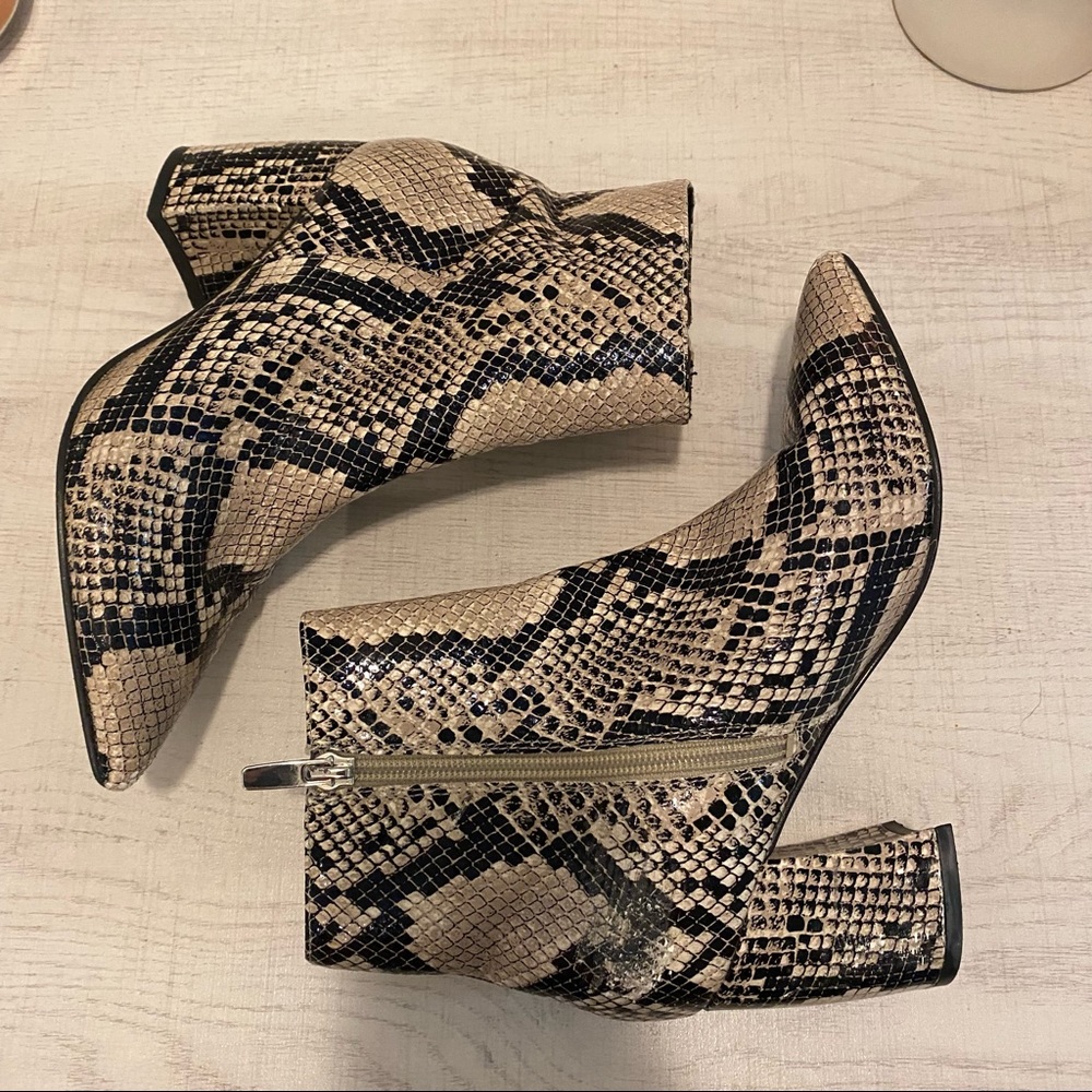 Marc Fisher Snake Print Leather Booties - image 1